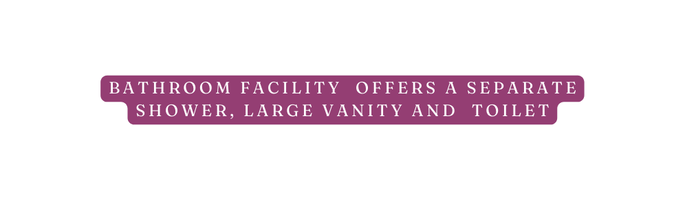 BATHROOM FACILITY offers a separate shower large vanity and toilet